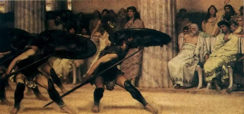 Sir Lawrence Alma-Tadema,OM.RA,RWS A Pyrrhic Dance Sir Lawrence Alma-Tadema Spain oil painting art